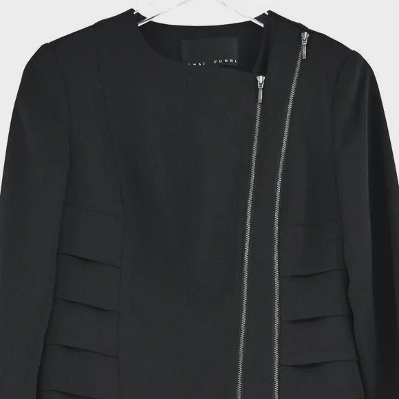 YANSI FUGEL Jacket Womens Size 4 Black Moto Double Zipper Grunge Bikercore NEW - Picture 2 of 7